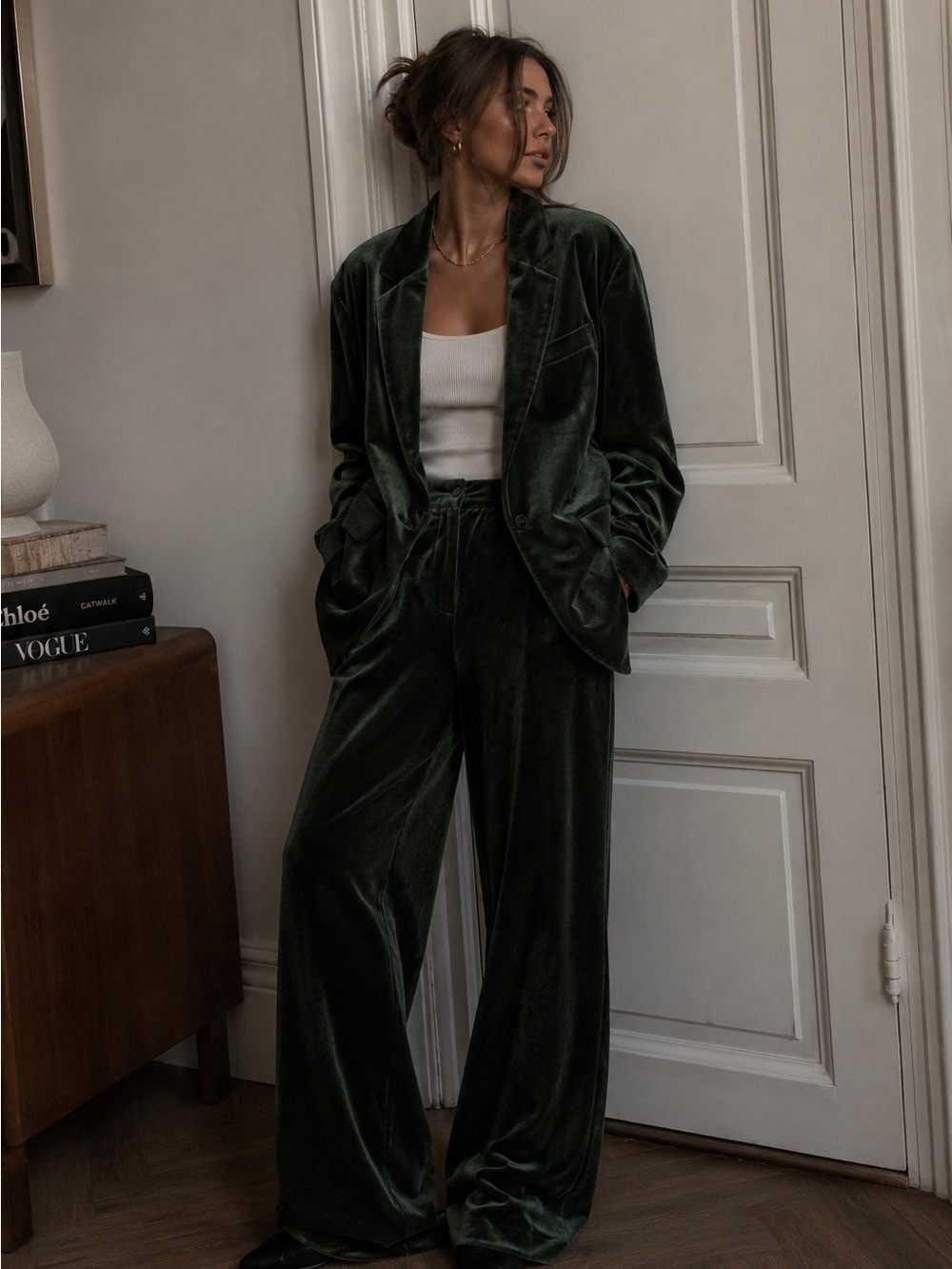 Gibson Latimer Forest Green Velvet Blazer & Pants Suit Set